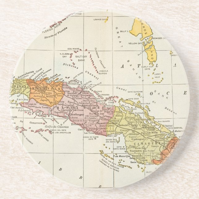 MAP: CUBA, 1900 SANDSTONE COASTER (Front)