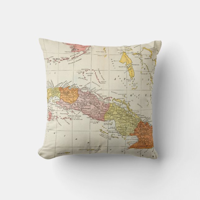 MAP: CUBA, 1900 THROW PILLOW (Front)