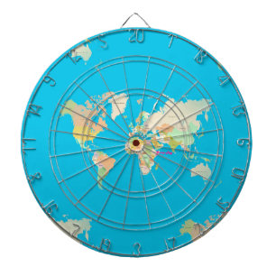 map dartboard with darts