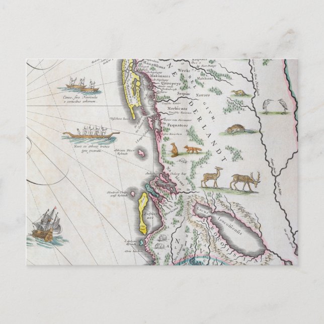 Map Depicting the East Coast Postcard (Front)