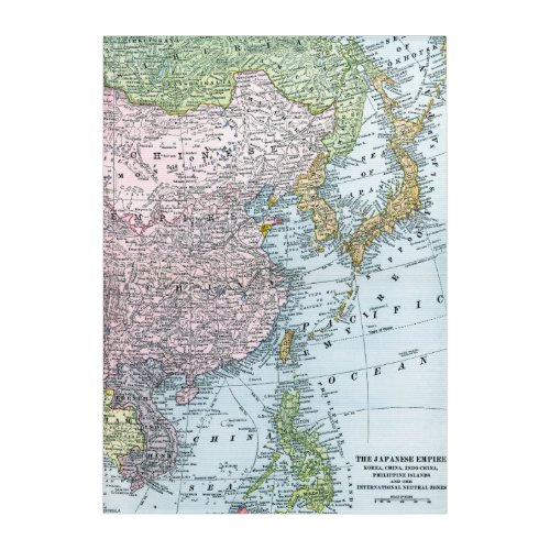MAP EAST ASIA 1907 ACRYLIC PRINT