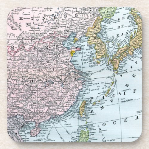 MAP EAST ASIA 1907 COASTER