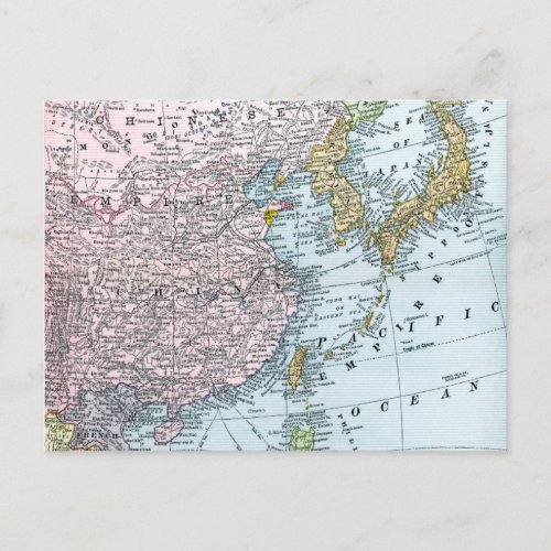 MAP EAST ASIA 1907 POSTCARD