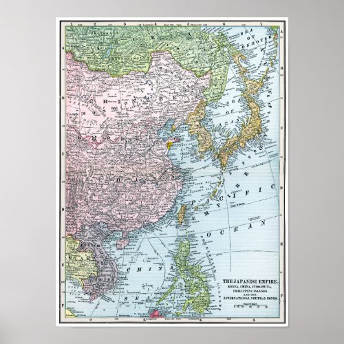MAP EAST ASIA 1907 POSTER