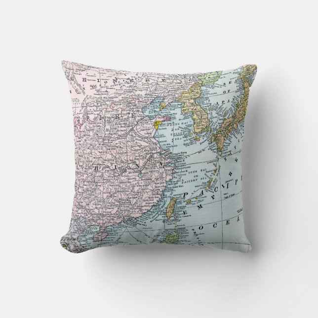 MAP: EAST ASIA, 1907 THROW PILLOW (Front)
