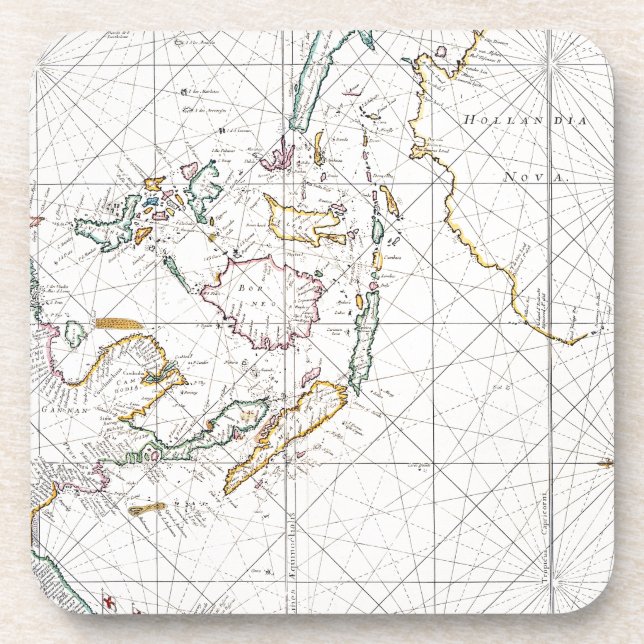 MAP: EAST INDIES, 1670 BEVERAGE COASTER (Front)