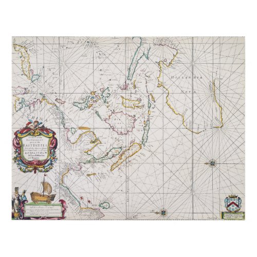 MAP EAST INDIES 1670 PANEL WALL ART