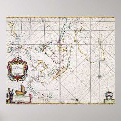 MAP EAST INDIES 1670 POSTER