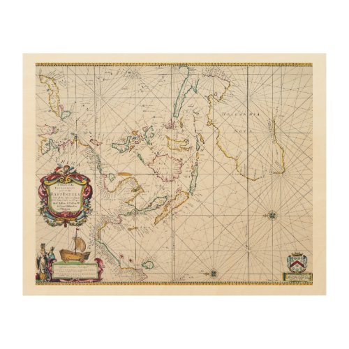 MAP EAST INDIES 1670 WOOD WALL DECOR