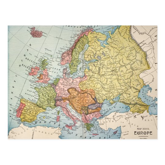 MAP: EUROPE, 1885 POSTCARD | Zazzle.com