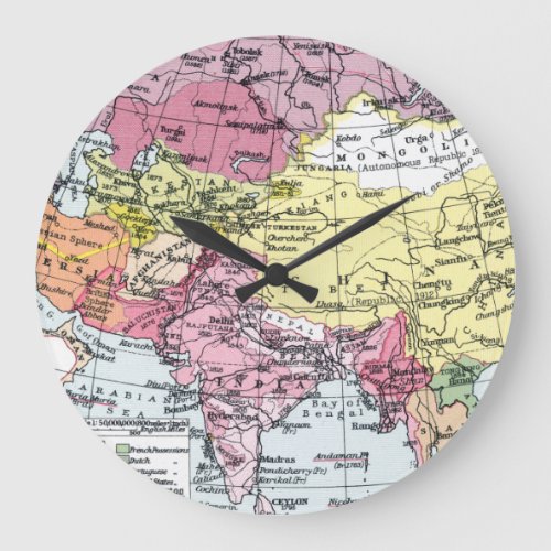 MAP EUROPE IN ASIA LARGE CLOCK