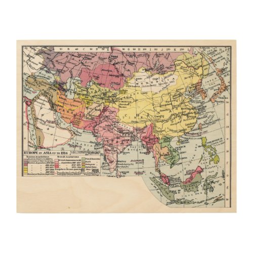 MAP EUROPE IN ASIA WOOD WALL ART