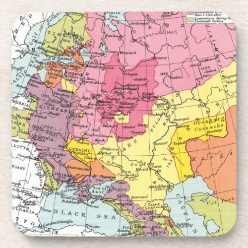 MAP EXPANSION OF RUSSIA BEVERAGE COASTER