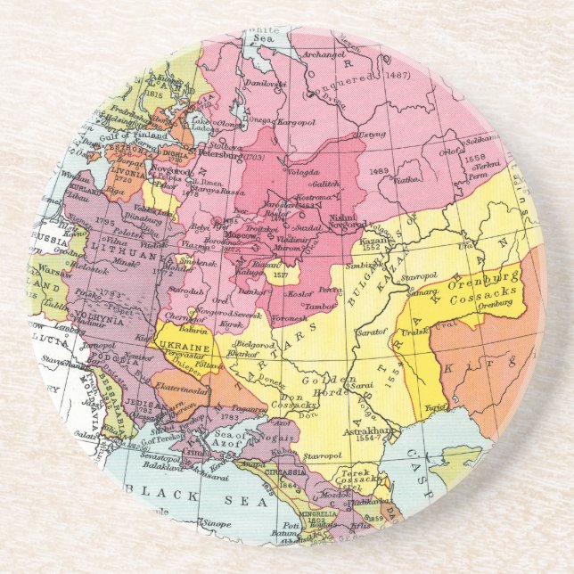 MAP: EXPANSION OF RUSSIA DRINK COASTER (Front)