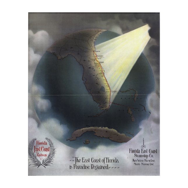 MAP: FLORIDA, 1898 ACRYLIC PRINT (Front)