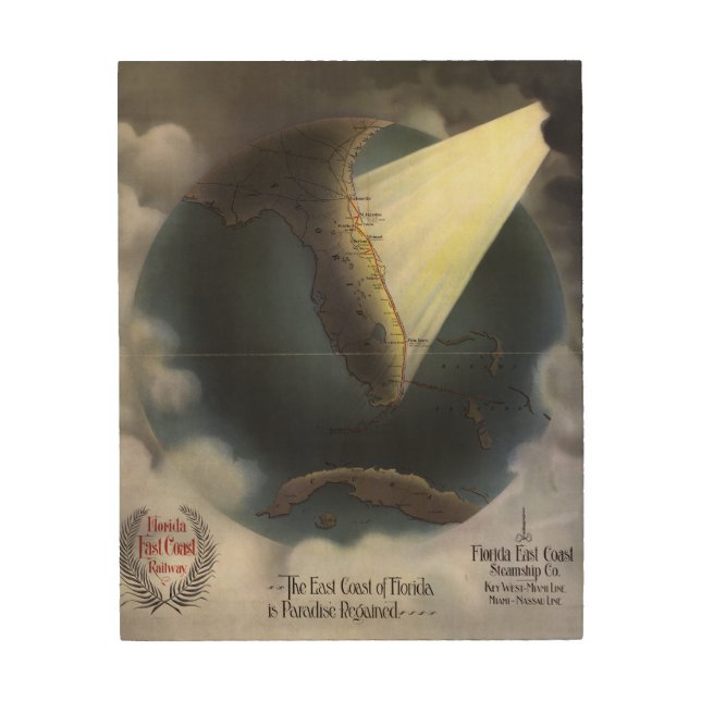 MAP: FLORIDA, 1898 WOOD WALL DECOR (Front)