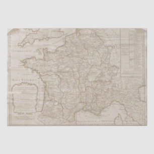 Map France Vintage Decoupage Tissue Paper
