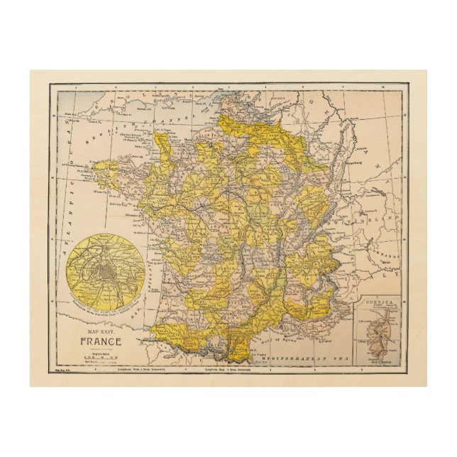 MAP: FRANCE WOOD WALL DECOR (Front)