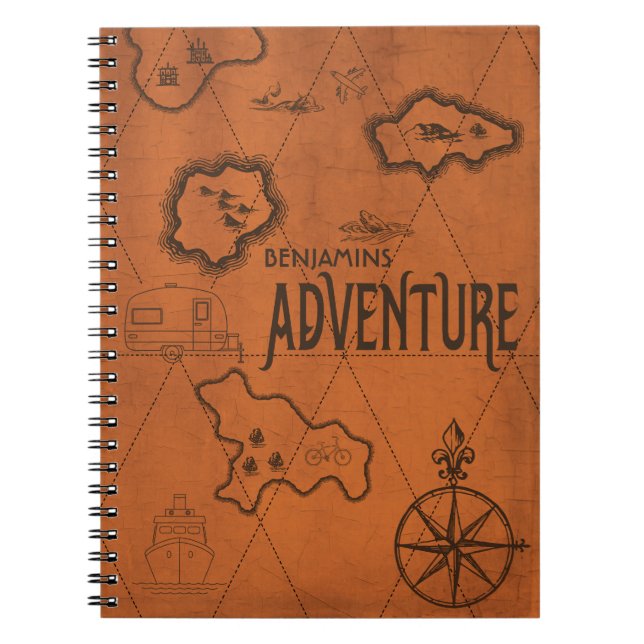 Map Geography Adventure Monogram Travel Notebook (Front)