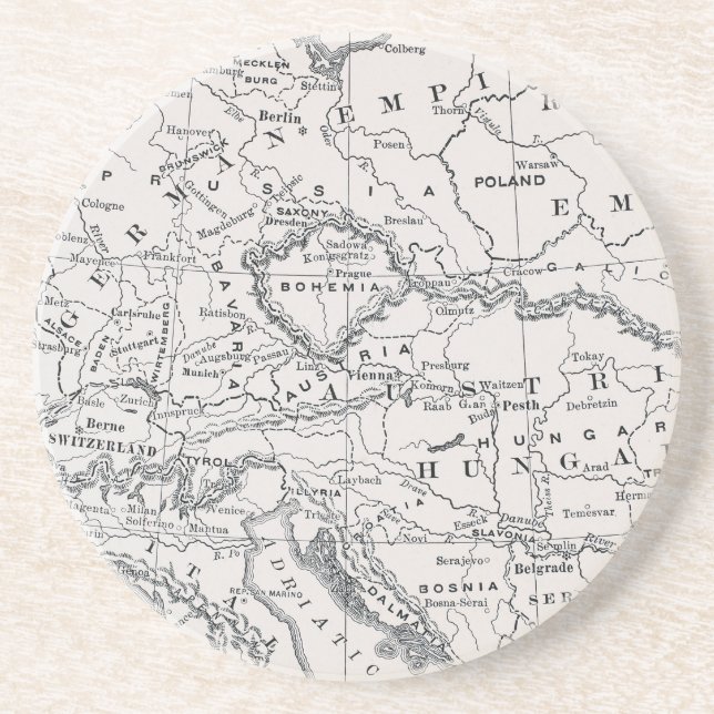 MAP: GERMANY AND AUSTRIA DRINK COASTER (Front)