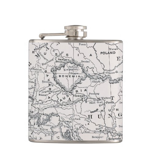 MAP GERMANY AND AUSTRIA HIP FLASK
