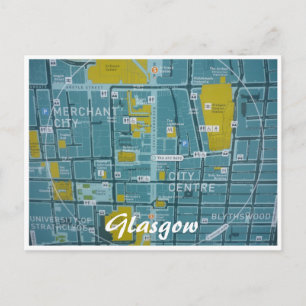 map glasgow city postcard