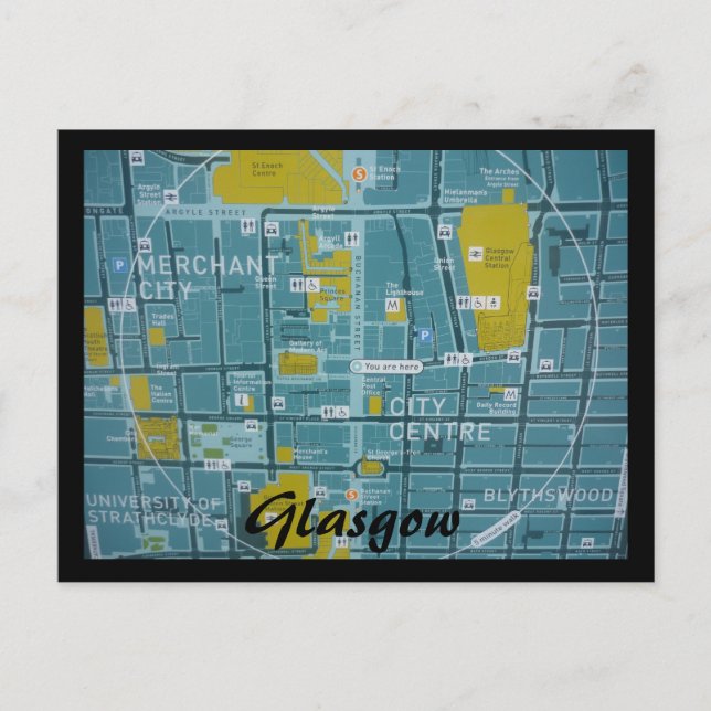 map glasgow postcard (Front)