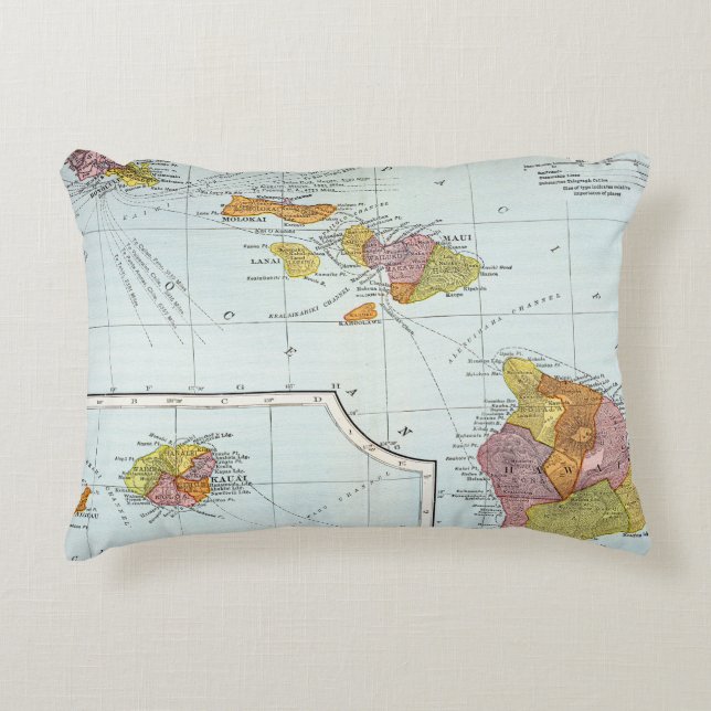 Map: Hawaii, 1905 Accent Pillow (Front)