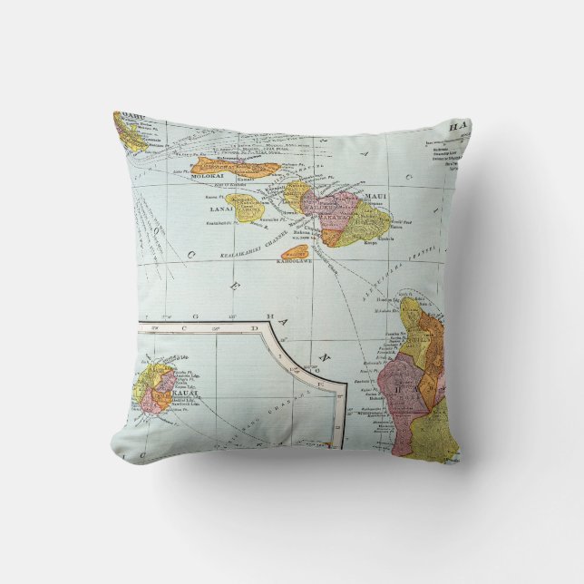 Map: Hawaii, 1905 Throw Pillow (Front)