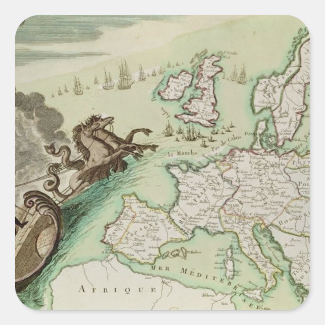 Map illustrating the Naval Attack on England Square Sticker (Front)