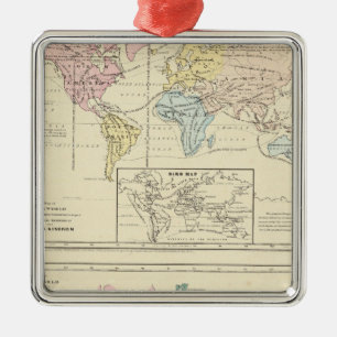 Map in color of The World Metal Ornament