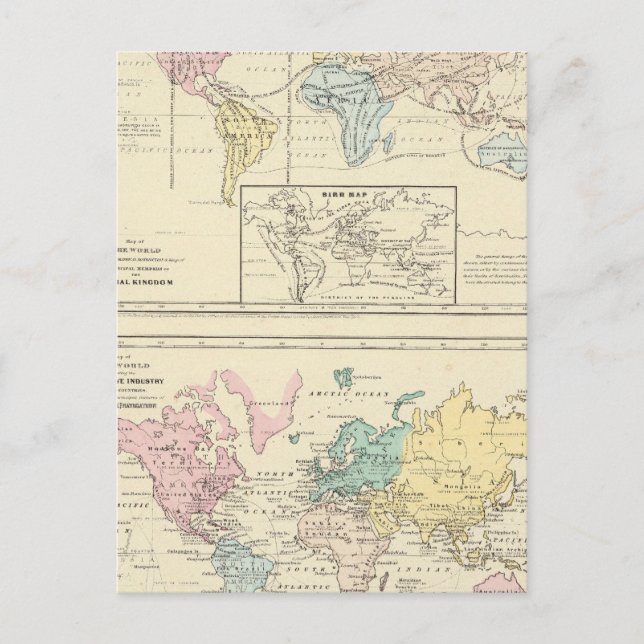 Map in color of The World Postcard (Front)