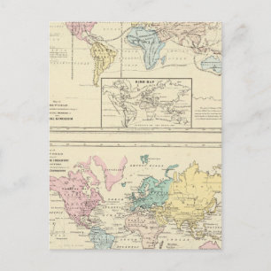 Map in color of The World Postcard