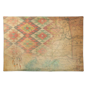 Map Indian Nation southwest earth tones Cloth Placemat