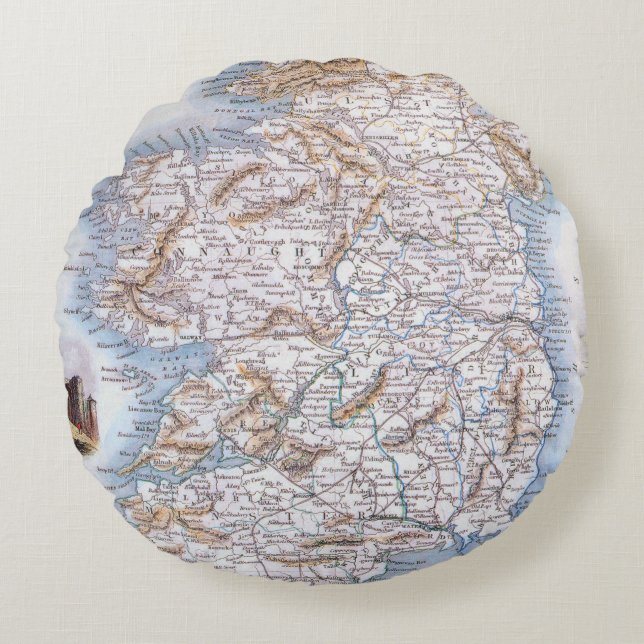 Map: Ireland, 1851 Round Pillow (Front)