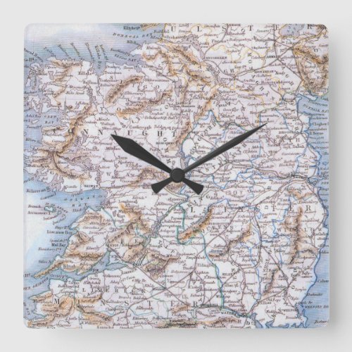 Map Ireland 1851 Square Wall Clock