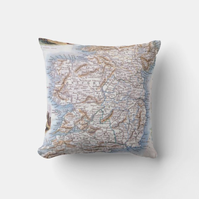 Map: Ireland, 1851 Throw Pillow (Front)