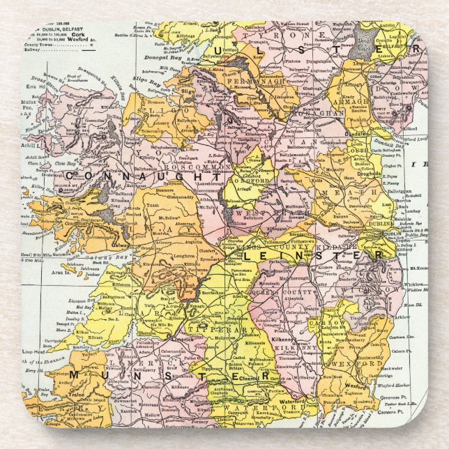 MAP: IRELAND, c1890 Coaster (Front)