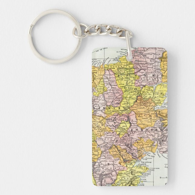 MAP: IRELAND, c1890 Keychain (Front)