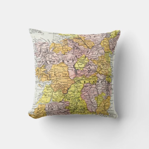 MAP IRELAND c1890 Throw Pillow
