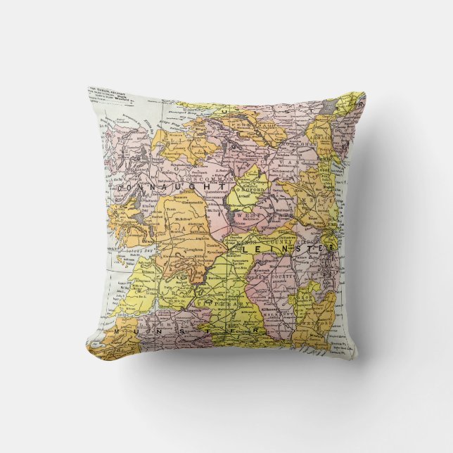 MAP: IRELAND, c1890 Throw Pillow (Front)