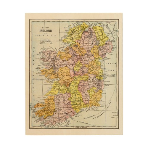 MAP IRELAND c1890 Wood Wall Decor
