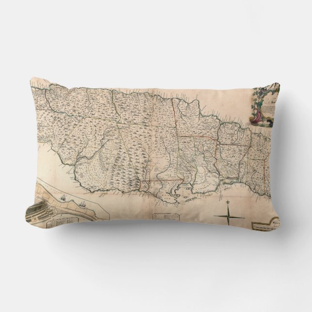 MAP: JAMAICA, 1755 2 LUMBAR PILLOW (Front)
