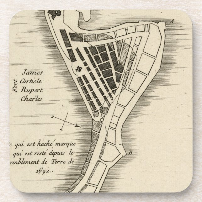 MAP: JAMAICA, 1755 BEVERAGE COASTER (Front)