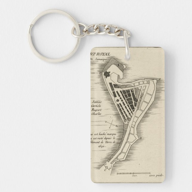 MAP: JAMAICA, 1755 KEYCHAIN (Front)