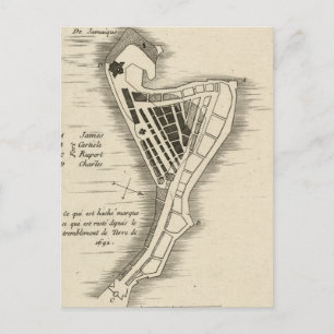 MAP: JAMAICA, 1755 POSTCARD