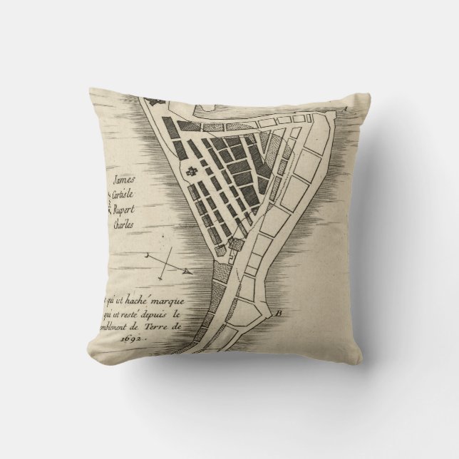 MAP: JAMAICA, 1755 THROW PILLOW (Front)