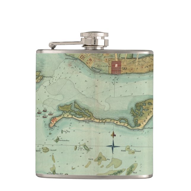 MAP: JAMAICA, 1756 FLASK (Front)