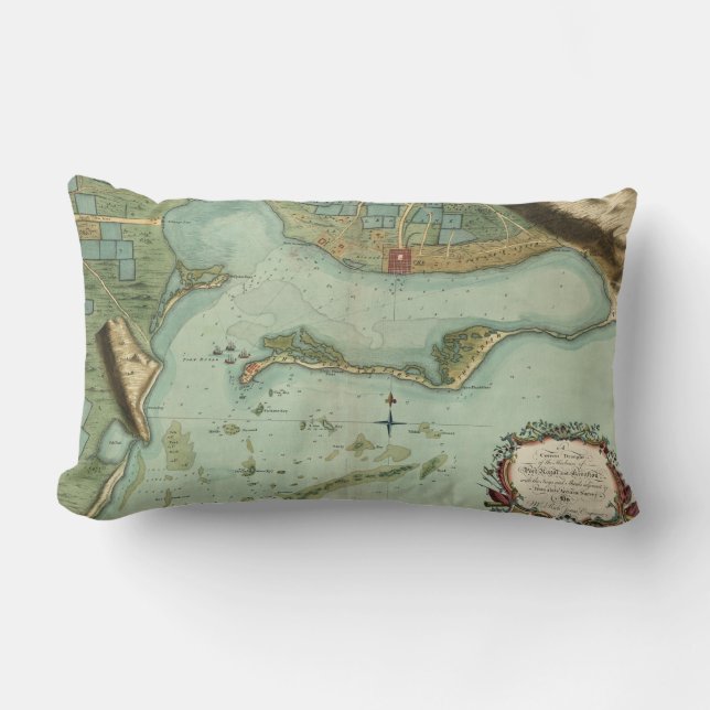 MAP: JAMAICA, 1756 LUMBAR PILLOW (Front)