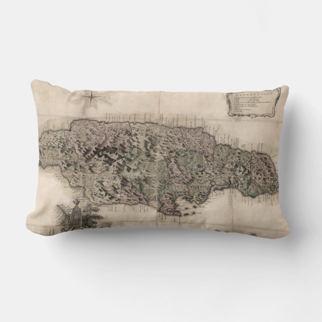 MAP: JAMAICA, 1763 LUMBAR PILLOW (Front)